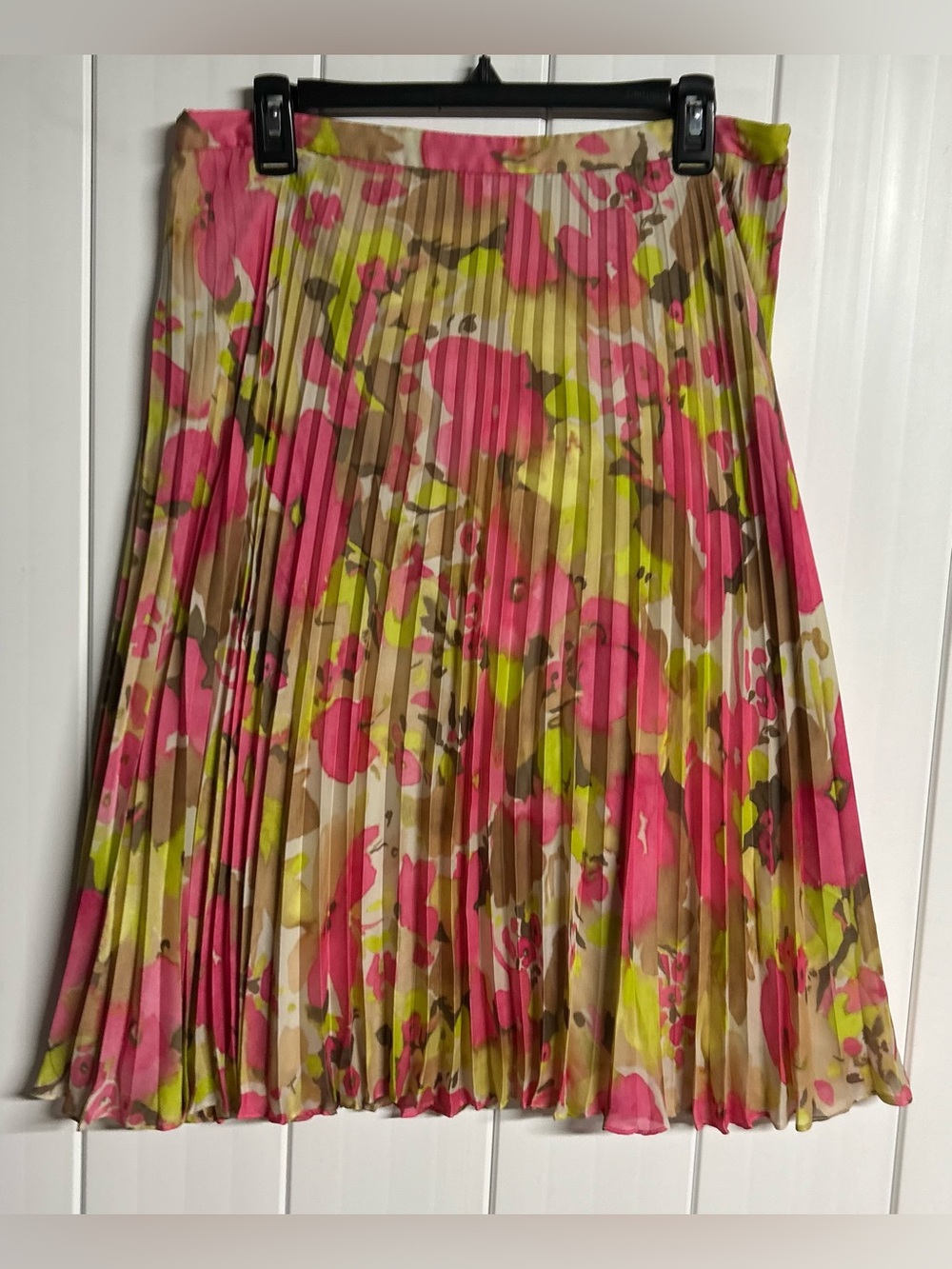 LOFT Pleated Floral Skirt - Pink & Green